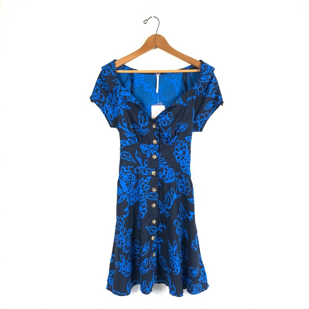 Free People Floral Belted Button-Down Mini Dress - Picture 2 of 12